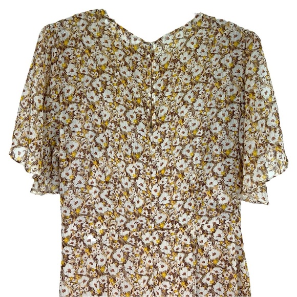 ASTR - Women’s 'Flutter Sleeve Maxi Dress' in Mustard Ditsy Floral- Yellow Large - Picture 8 of 13